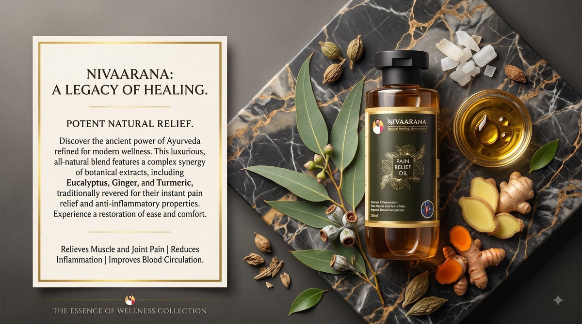 Nivaarana pain relief oil with eucalyptus, ginger and turmeric